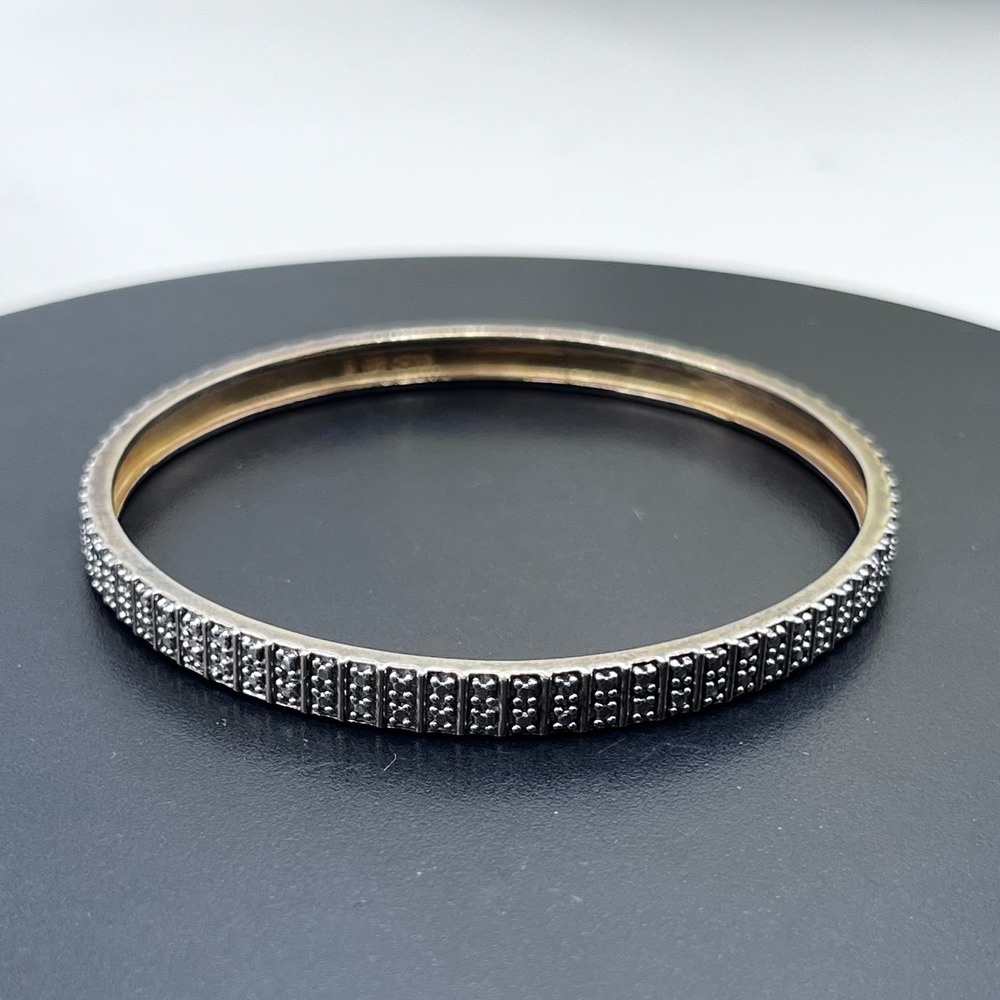 Ross Simons 925 Sterling Silver Illusion Diamond Bangle Bracelet Gold Vermeil